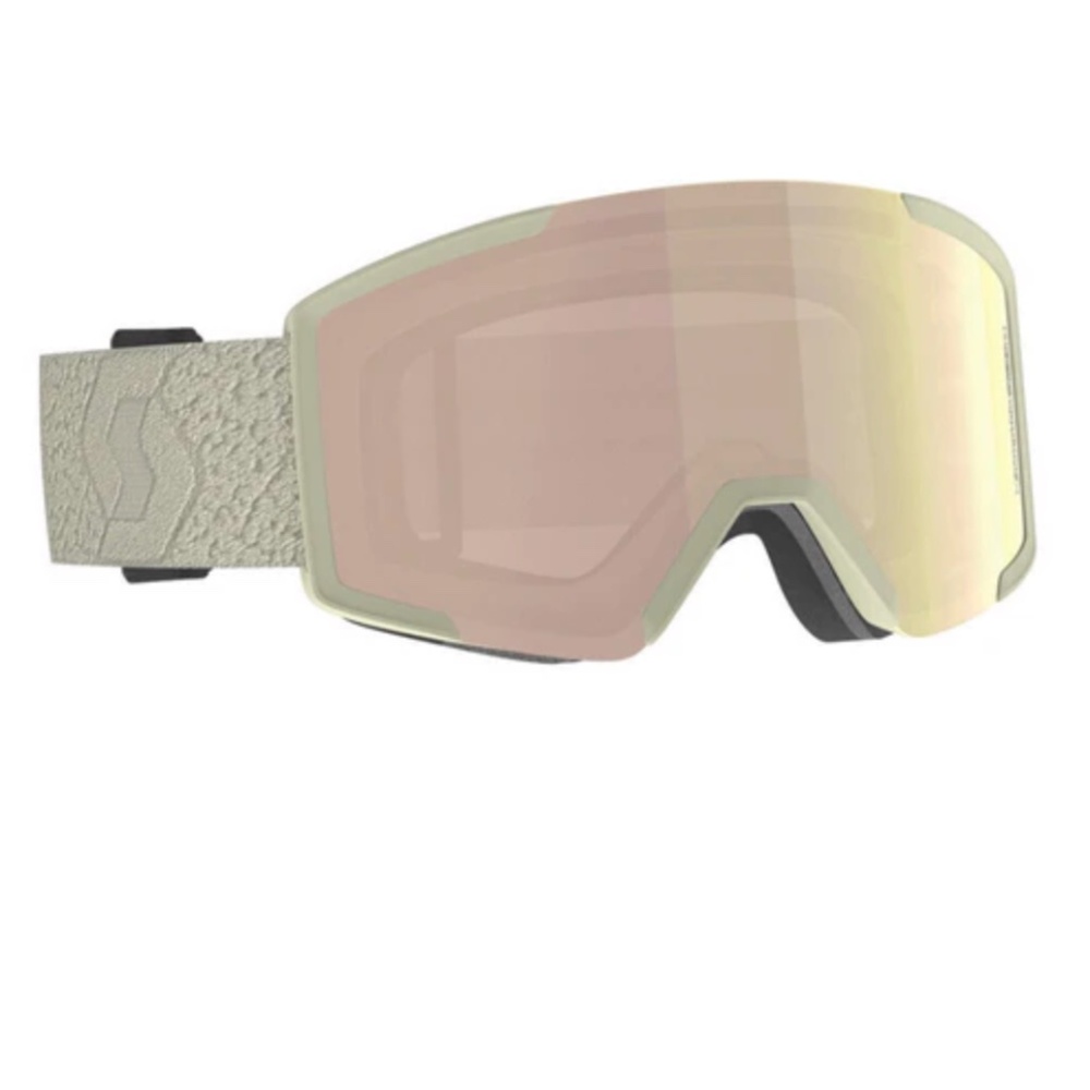 Scott Shield Goggles with Pink Lens and Beige Strap